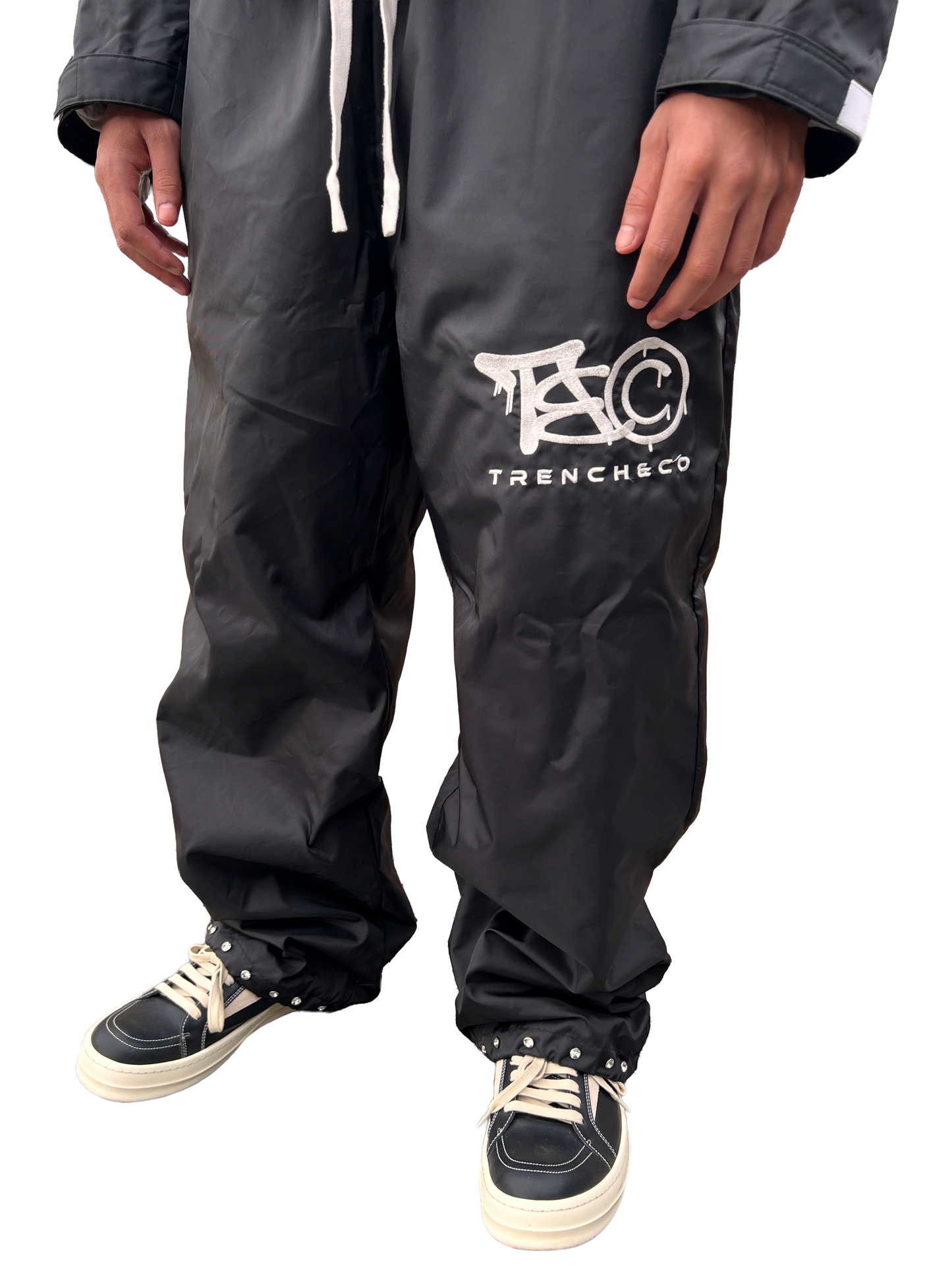 "TRENCH&CO." BLACK NYLON TRACKSUIT
