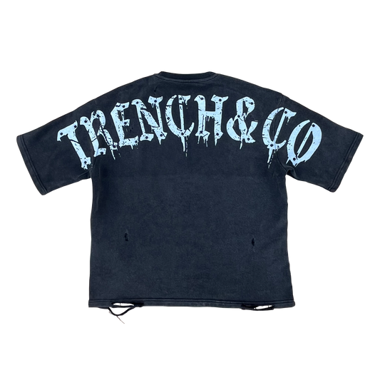 "Trench&Co." Distressed Heavyweight Graphic Tee with Rhinestones | SOLD OUT!