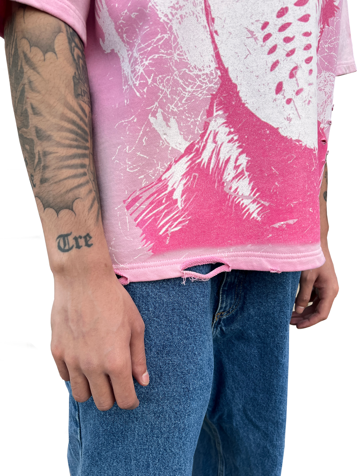 "Trench&Co." PINK Distressed Heavyweight Graphic Tee with Rhinestones | Pre-Order Now Live!