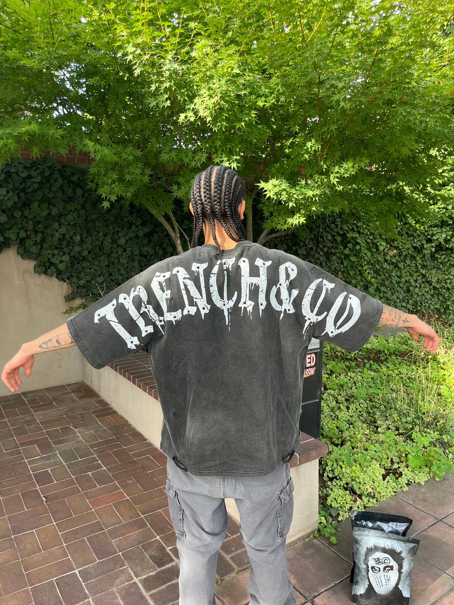 "Trench&Co." Distressed Heavyweight Graphic Tee with Rhinestones | Pre-Order Now Live!
