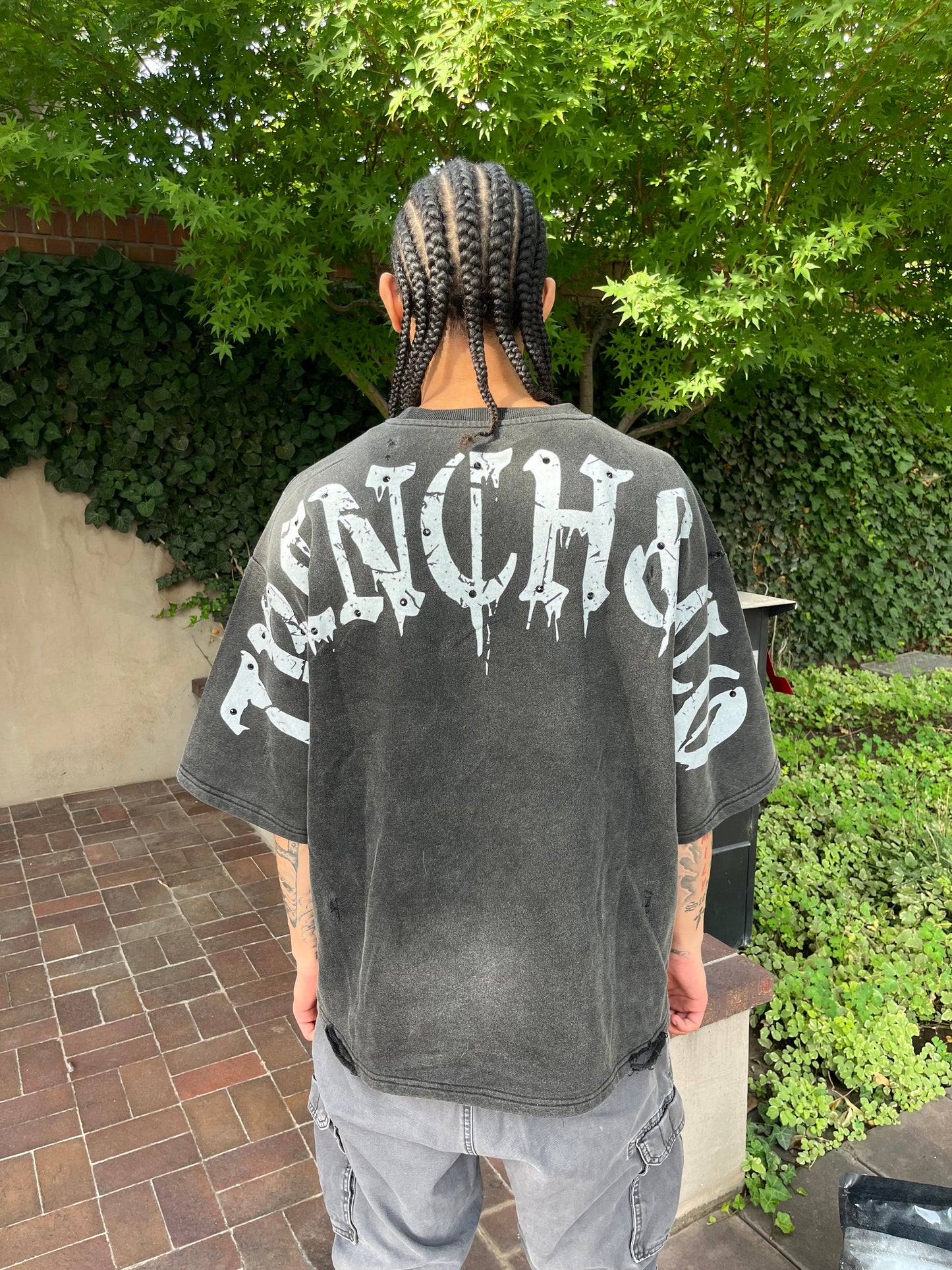 "Trench&Co." Distressed Heavyweight Graphic Tee with Rhinestones | Pre-Order Now Live!