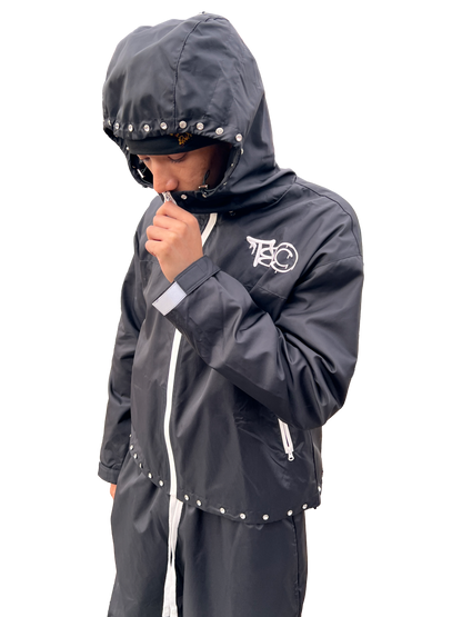 "TRENCH&CO." BLACK NYLON TRACKSUIT