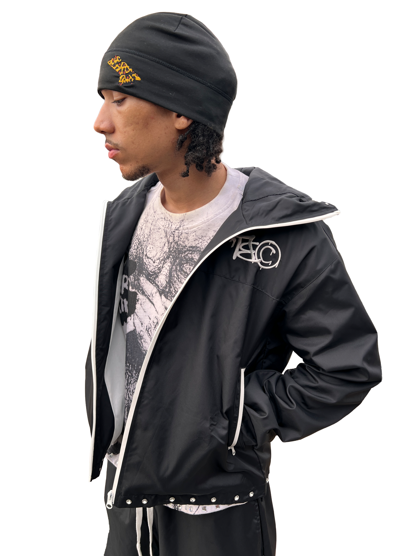 "TRENCH&CO." BLACK NYLON TRACKSUIT