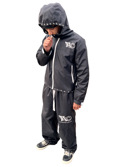 "TRENCH&CO." BLACK NYLON TRACKSUIT