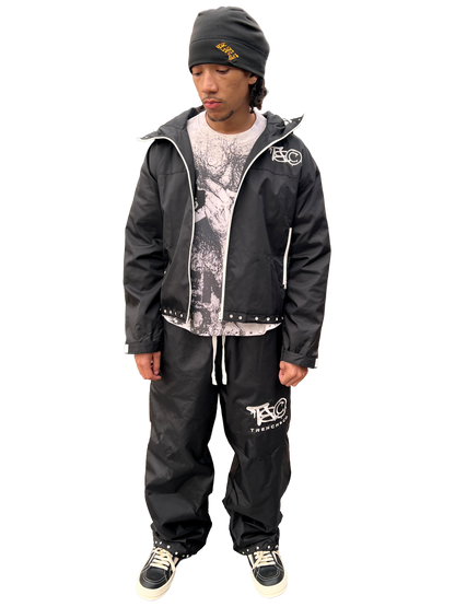 "TRENCH&CO." BLACK NYLON TRACKSUIT