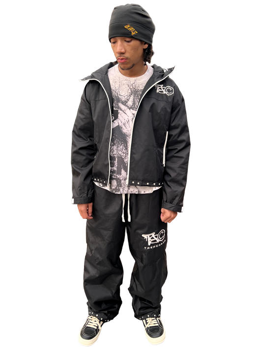 "TRENCH&CO." BLACK NYLON TRACKSUIT