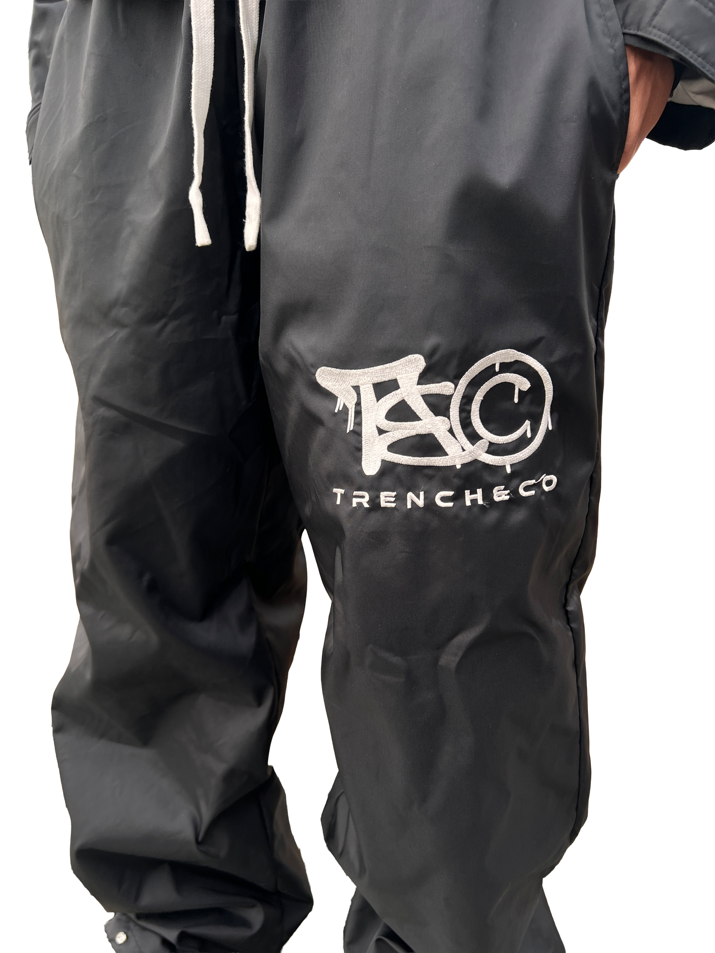 "TRENCH&CO." BLACK NYLON TRACKSUIT