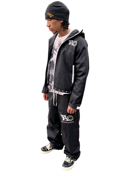 "TRENCH&CO." BLACK NYLON TRACKSUIT