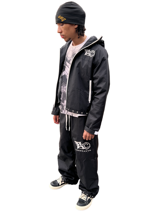 "TRENCH&CO." BLACK NYLON TRACKSUIT