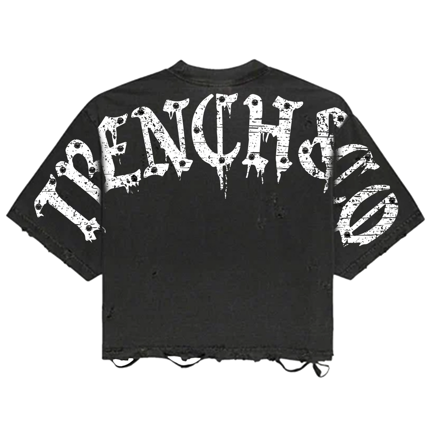 "Trench&Co." Distressed Heavyweight Graphic Tee with Rhinestones | Pre-Order Now Live!