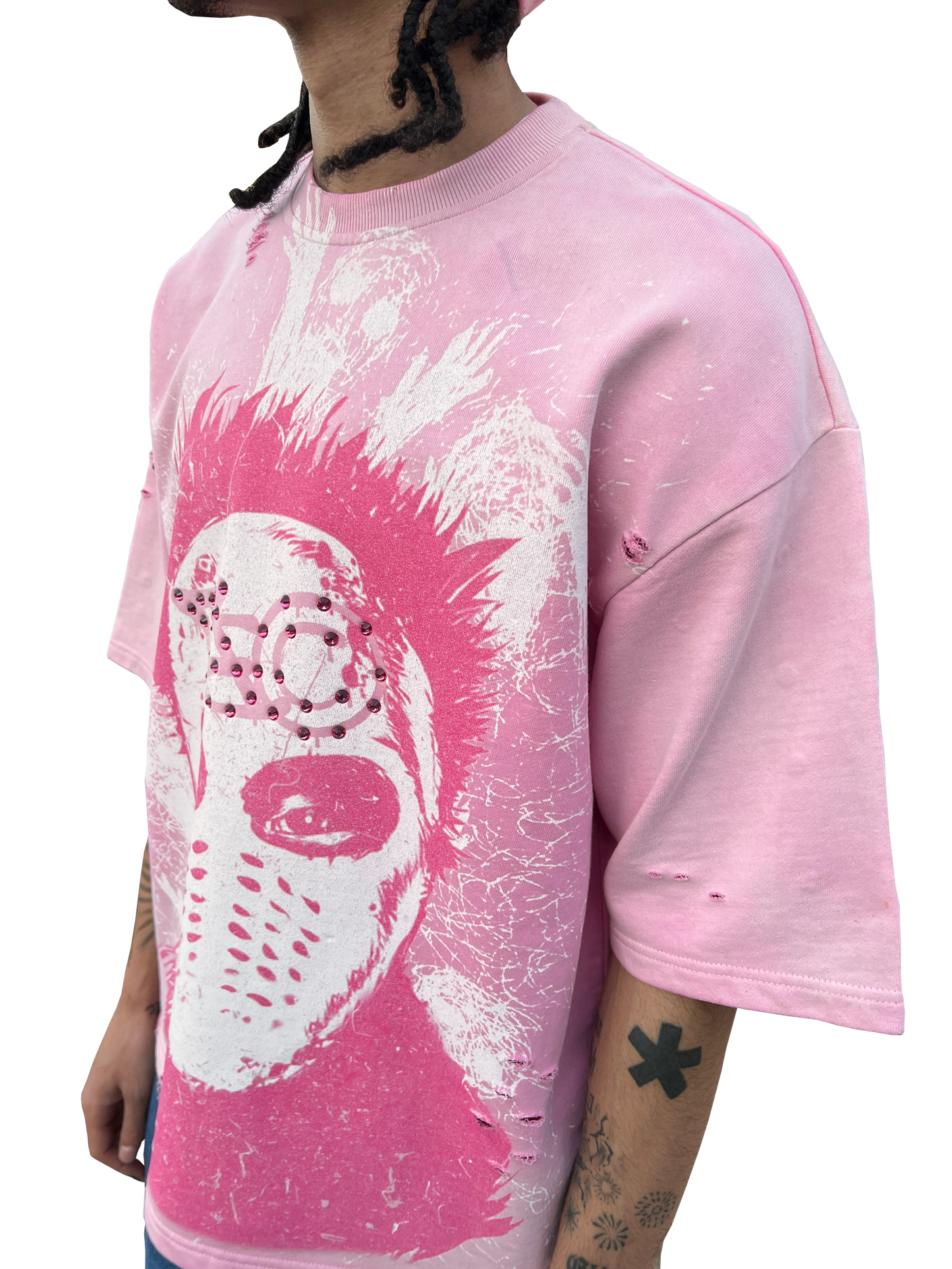 "Trench&Co." PINK Distressed Heavyweight Graphic Tee with Rhinestones | Pre-Order Now Live!