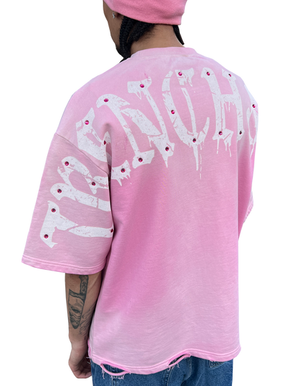 "Trench&Co." PINK Distressed Heavyweight Graphic Tee with Rhinestones | Pre-Order Now Live!