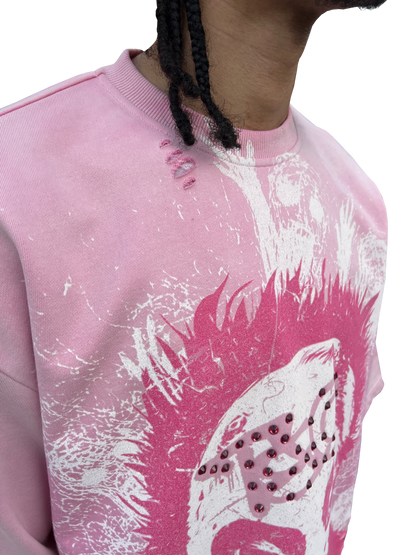 "Trench&Co." PINK Distressed Heavyweight Graphic Tee with Rhinestones | Pre-Order Now Live!