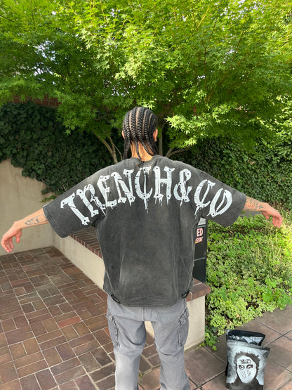 "Trench&Co." Distressed Heavyweight Graphic Tee with Rhinestones | Pre-Order Now Live!